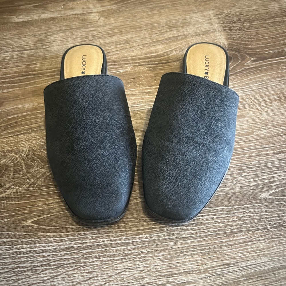 Lucky Brand miles slides black leather
